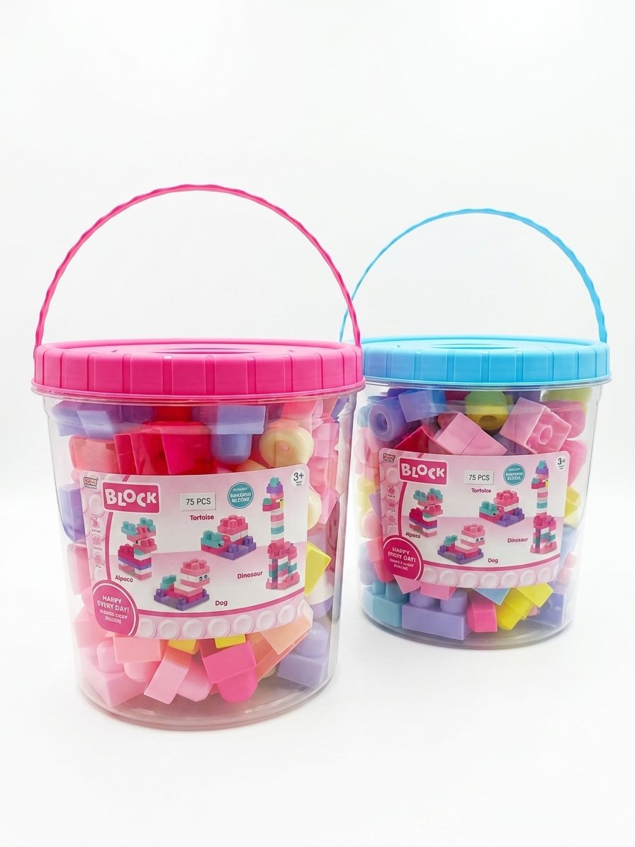 Bloques didácticos rosa y celeste 75 pcs