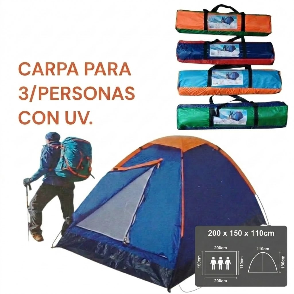 Carpa para 3 personas 200*150*110