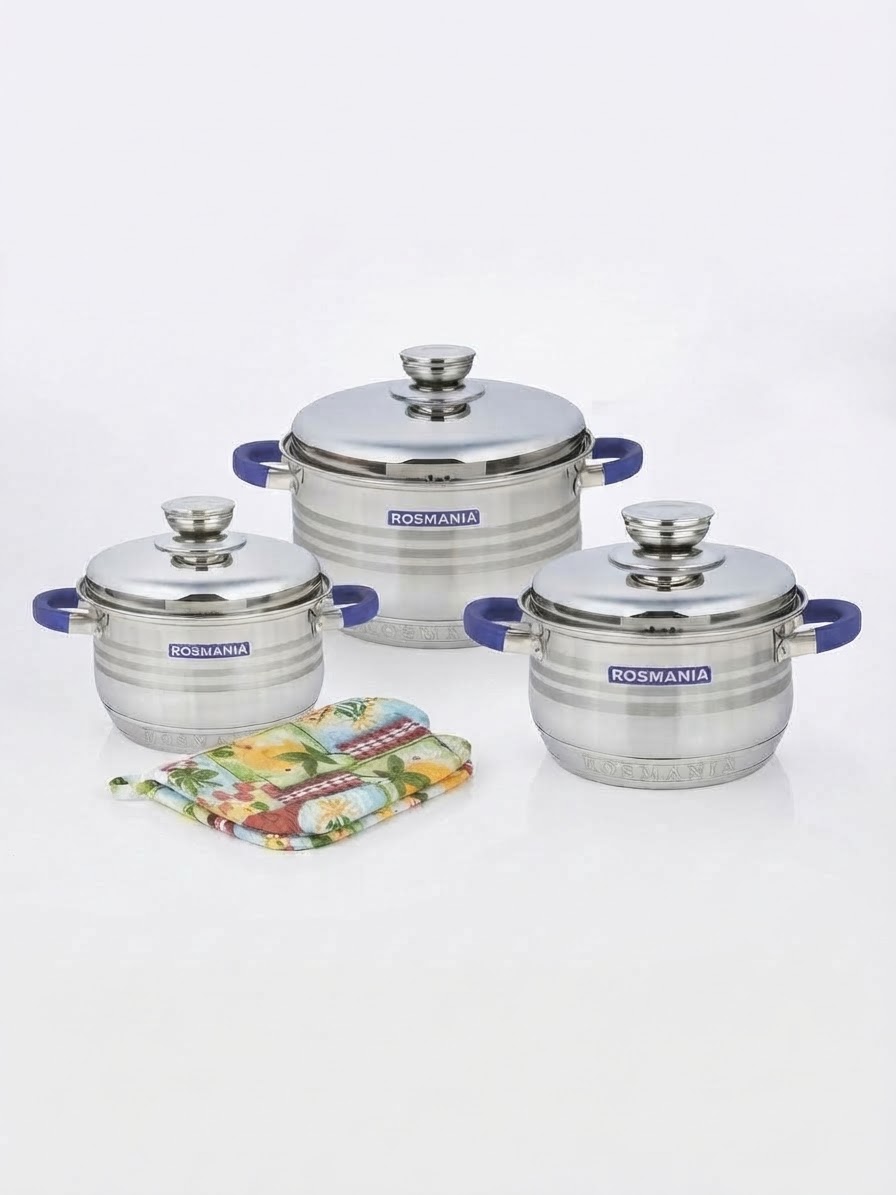 Juego Ollas Rosmania Acero 3 PC 2L-3L-5L