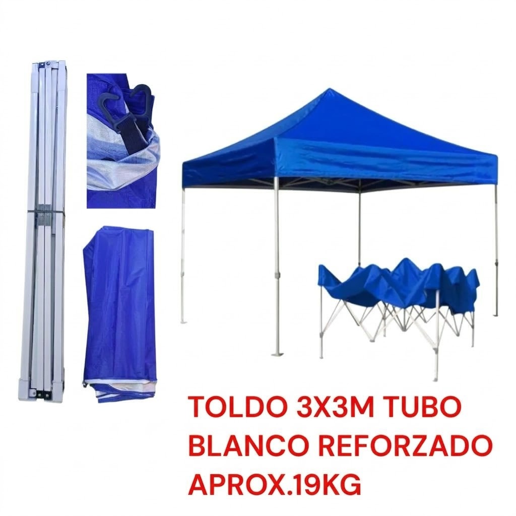 Toldo 3x3 tubo blanco reforzado 